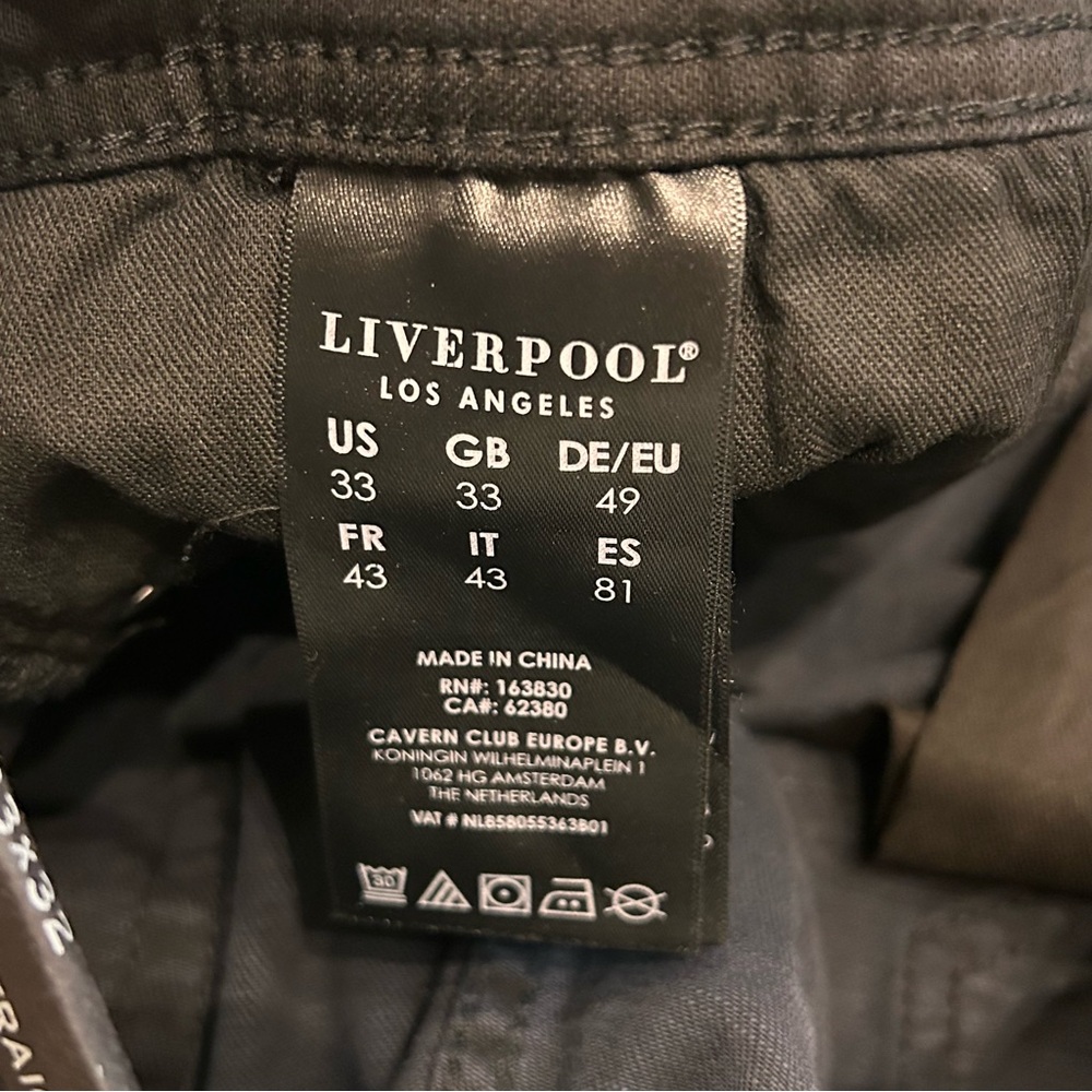 NWT Liverpool Size 33 Men's Black Slim Straight Jeans - Picture 7 of 7